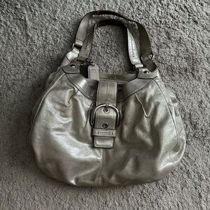 Coach Metallic Silver Shoulder Bag